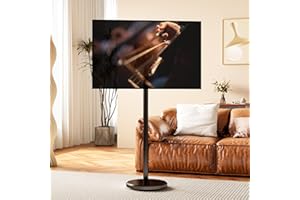 Hovadova Mobile TV Cart Rolling TV Stand for 10-46 Inch Flat/Curved Screen Up to 88lbs, Height Adjustable Portable TV Cart with Tilting and Rotating, TV Stand with Wheels, Max VESA 200x200mm (Black)