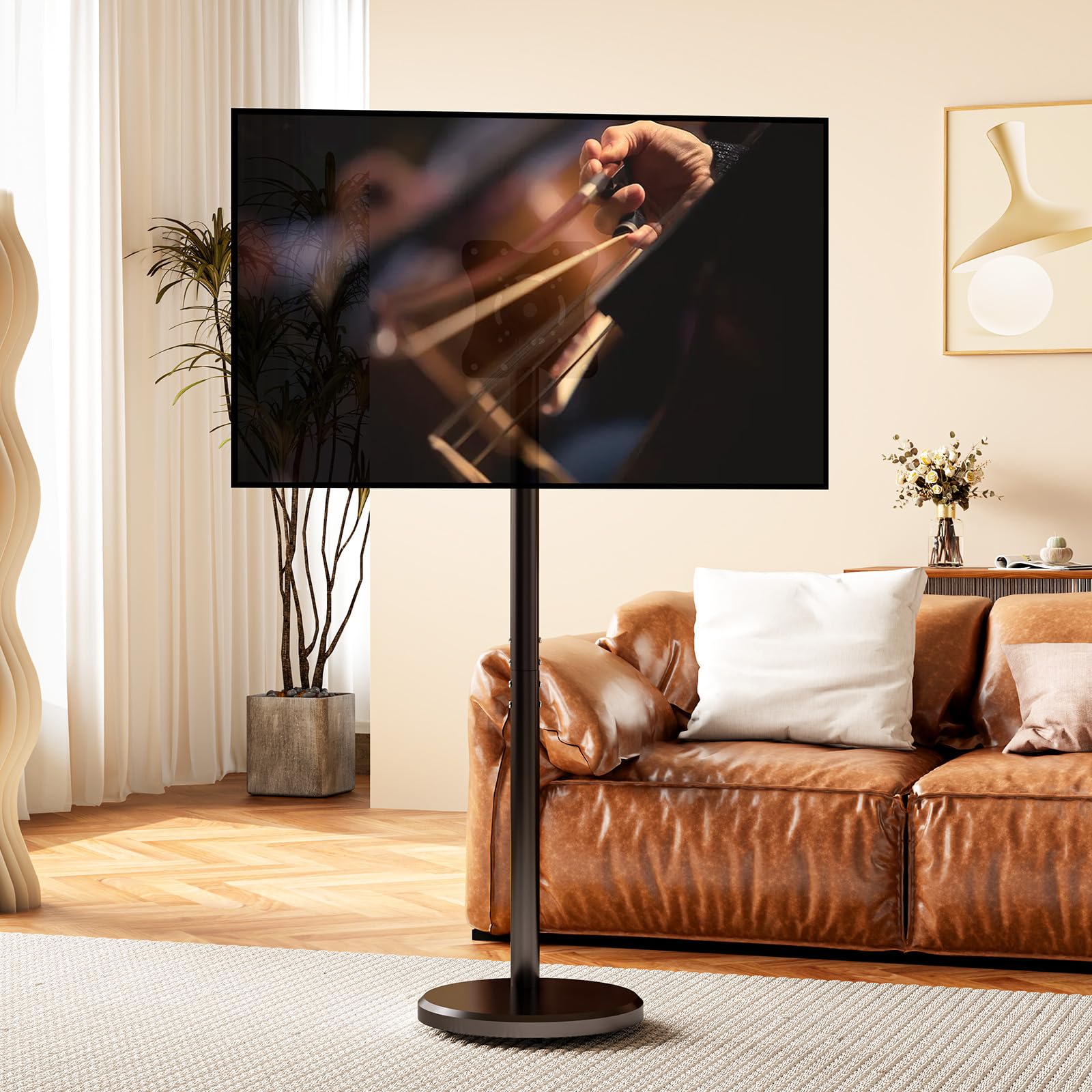 Photo 1 of ****FINAL SALE. NO RETURN!!! VIEW NOTES****
Hovadova Mobile TV Cart Rolling TV Stand for 10-46 Inch Flat/Curved Screen Up to 88lbs, Height Adjustable Portable TV Cart with Tilting and Rotating, TV Stand with Wheels, Max VESA 200x200mm (Black)
