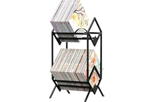 R RUIMEI Vinyl Record Holder, Vinyl Record Storage, Stackable Up to 210 Albums, Reinforced Baffle Design, Organize Collection and Protect Records with this Storage Organizer Shelf, Black