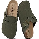 KIDMI Genuine Suede Clogs for Women Men Cork Footbed Mules Potato Shoes | Arch Support, Comfortable, Leather Slip On, Fall, Casual, Indoor Outdoor, Non-slip Rubber Sole, Adjustable Metal Buckle