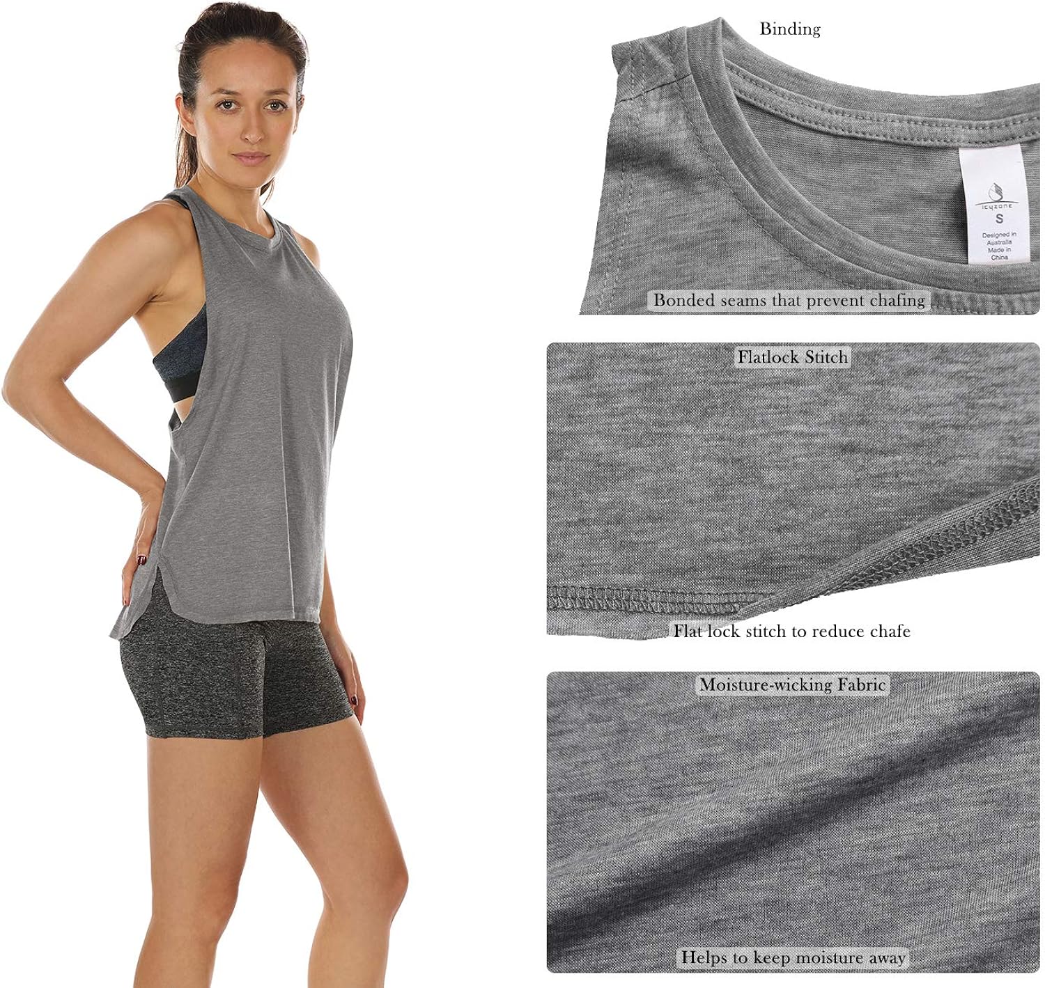 icyzone Workout Tank Tops for Women - Running Muscle Tank Sport Exercise Gym Yoga Tops Athletic Shirts(Pack of 3) at  Women’s Clothing store