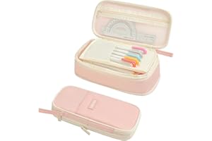 YOKUMA Pencil Case Cute Pencil Pouch for Girls Big Capacity Pen Bag Box, Kawaii Aesthetic College School Supplies for Student Teen Adults Preppy, Pink