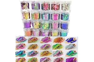 Chameleon Chunky Hexagon Glitter Mix Flake,Color Change Glitter,Color Shift Gllitter Sequins for Body,Face,Hair,Nail Art,Tumb