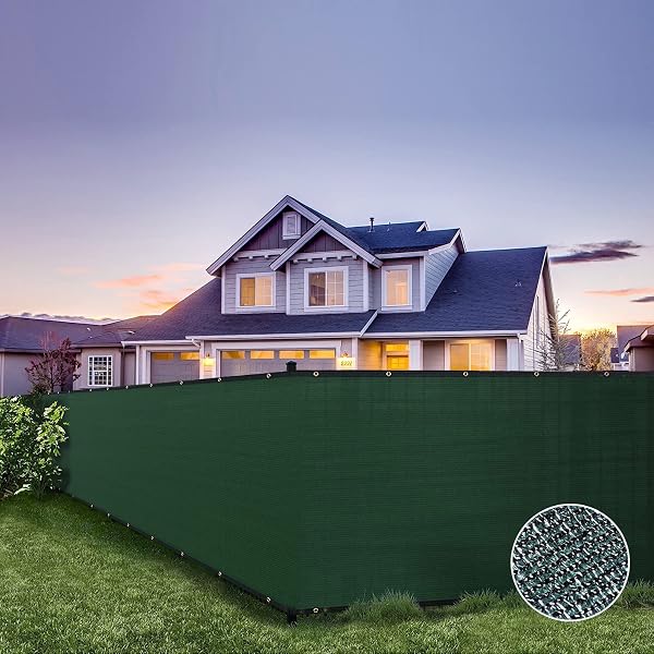 NYSHINE PRIVACY SCREEN FENCE WITH BINDINGS & GROMMETS 6′ X 50′ HEAVY DUTY BLACK FENCING MESH SHADE NET COVER 90% BLOCKAGE WITH CABLE ZIP TIES FOR WALL GARDEN YARD BACKYARD (GREEN)