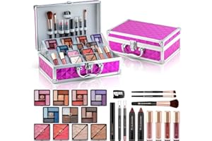 Color Nymph Girls Makeup Kits for Teen, Beginner Makeup Kit For Girls Non Toxic Makeup Set w/Train Case 24pcs Cosmetics Eyeshadow Lipstick Lipgloss Blush Mascara Eyeliner For Tweens Girl/Lady