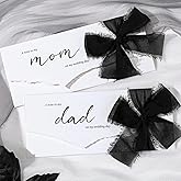 Humyoun Set of 2 Wedding Day Cards to My Mom and Dad with Black Chiffon Ribbon, a Note to My Mom and Dad on My Wedding Day