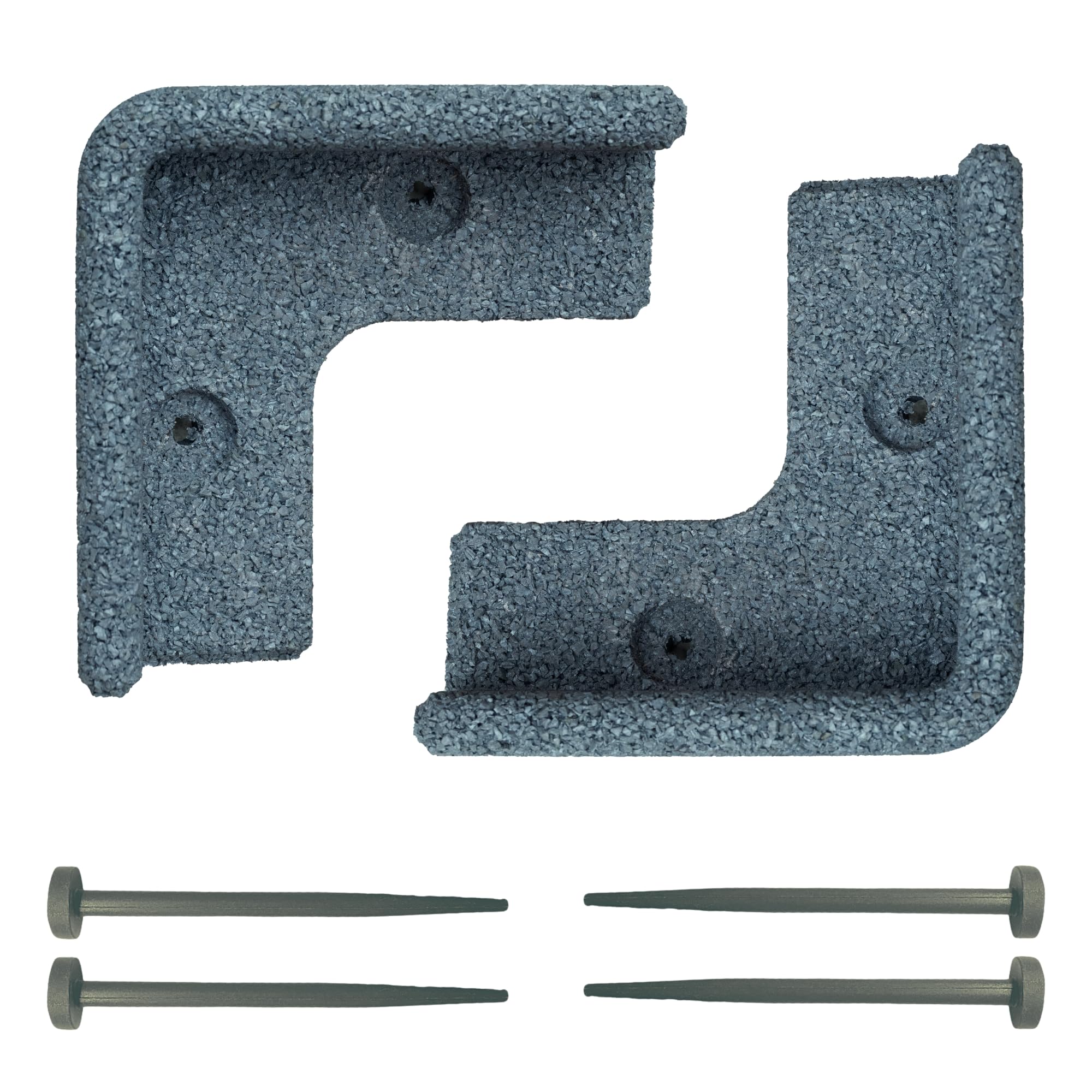 FlexiBorder 2 x 90 Degree Inside Corner - Grey Rubber Lawn Edging - Garden Edging for Grass Lawns, Pathways and Flower Borders