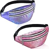 Frienda 2 Pieces Holographic Fanny Pack for Women Colorful Sport Waist Bag Pack