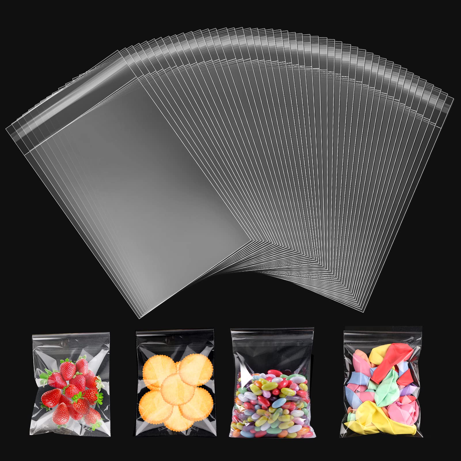 200 Pcs Self Seal Cellophane Bags - 5 x 7.5 inches Clear Cello Bags for Cookie, Sweet Gifts & Jewelry