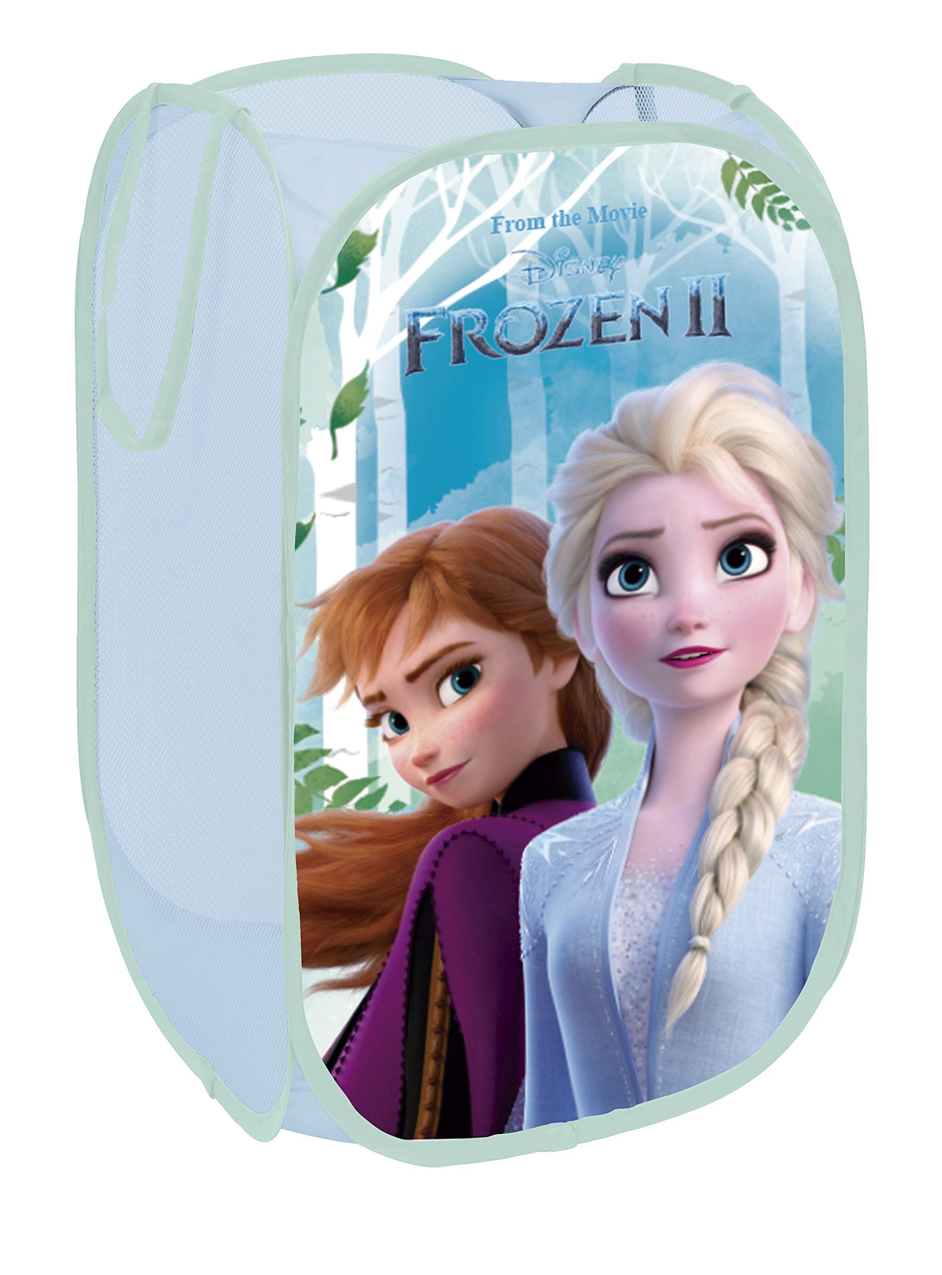 SUPERDIVER - Elsa and Anna Collapsible Storage Basket - Disney Frozen Official License - Ideal for Toys & Clothes - 14x14x23 inches - Easy to Use & Foldable - Perfect for Kids.