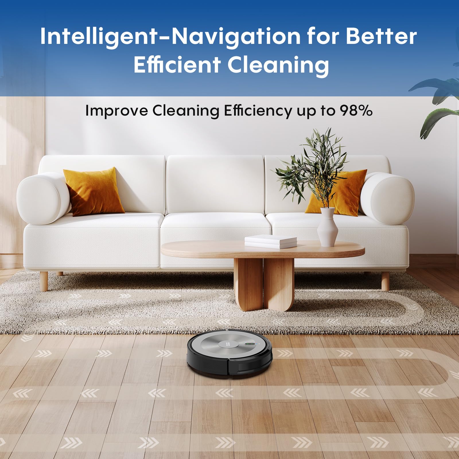Robot Vacuum Cleaner - 2-in-1 Robot Vacuum and Mop Combo, 2500Pa Suction, Smart Navigation, Alexa & Google Assistant Compatible, Auto Recharge, Anti-Fall, Pet Hair Removal, Z-Shape Cleaning Mode - Image 5