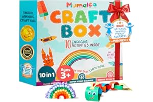 Mumaloo Craft Box for Kids - 10 Creative Arts and Crafts for Kids Ages 4-8, Fun, No Mess Educational Preschool & Homeschool Art Projects, Toddler Crafts Kit Supplies, Christmas Gift for Girls and Boys