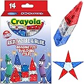CreateOn Crayola Red, White & Blue Magnetic Tiles 14pc, Building Set for Kids, Magnetic Toy, Travel Toys, Classroom Sensory Toy Blocks, STEM & Montessori Tools for Boys & Girls Ages 3+, 14-Piece Set