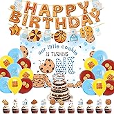 Milk and Cookies 1st Birthday Party Decorations, One Sweet Boy Birthday Decor Backdrop Balloon Banner Cake Topper for One Year Old Boys