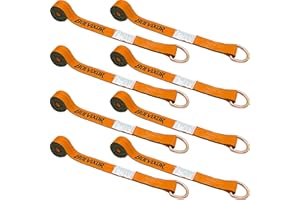 Bolvixor 8 Pack 2" x 96" Lasso Strap - 9900LBS Break Strength - D Ring Auto Tie Down for Wheel Lift, Trailer, Tow Truck(Orange)