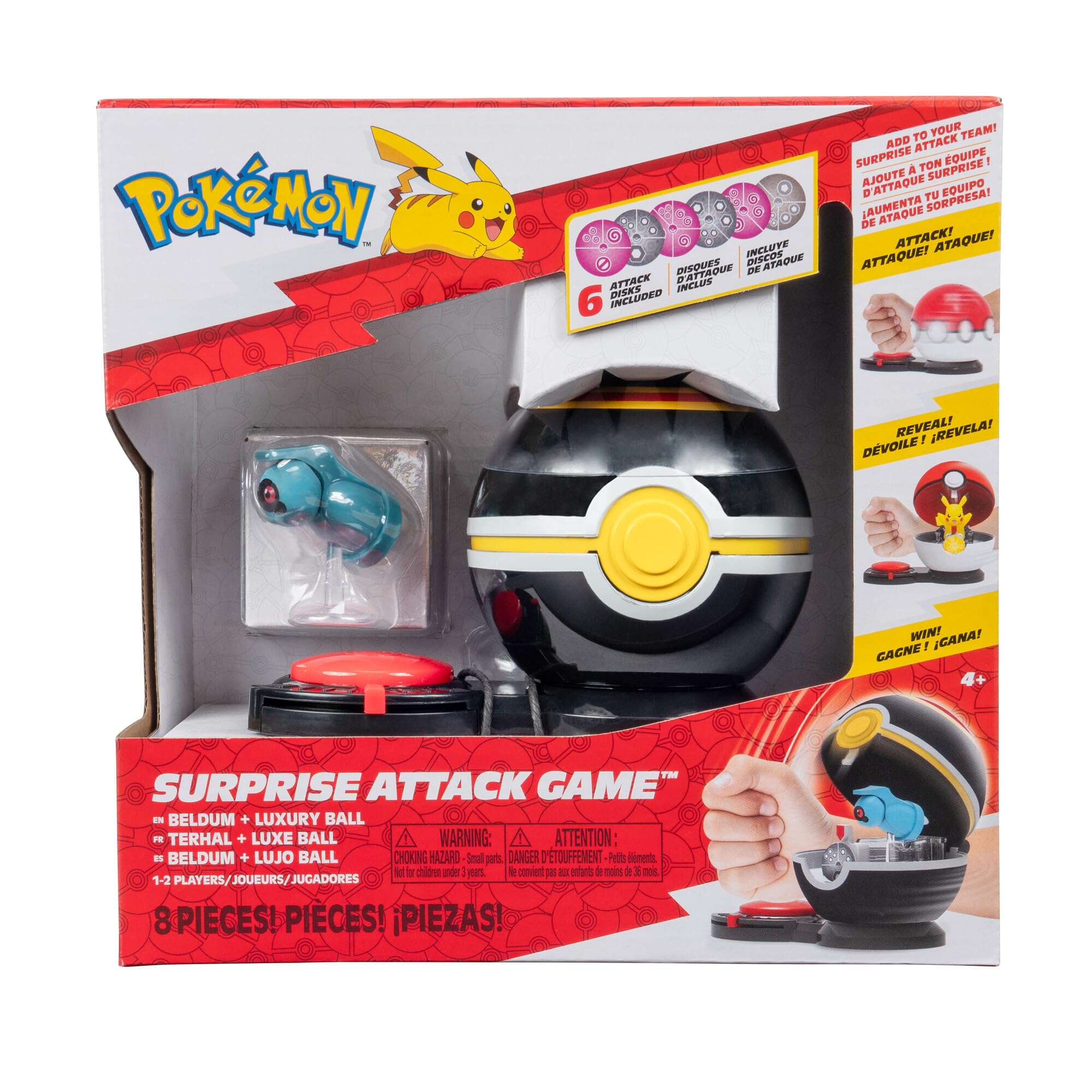 Pokemon Surprise Attack Game Single Pack Beldum with Stand with Luxury Ball - Psychic & Steel Disks - W5