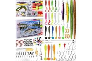FULASITEU 111PCS Fishing Lures Kit with Tackle Box for Bass Trout Salmon,Freshwater Bait Tackle Kit Included Crankbaits Spoon Hooks Weights and Other Fish Accessories,Men's Fishing Lure Gear Set Gifts