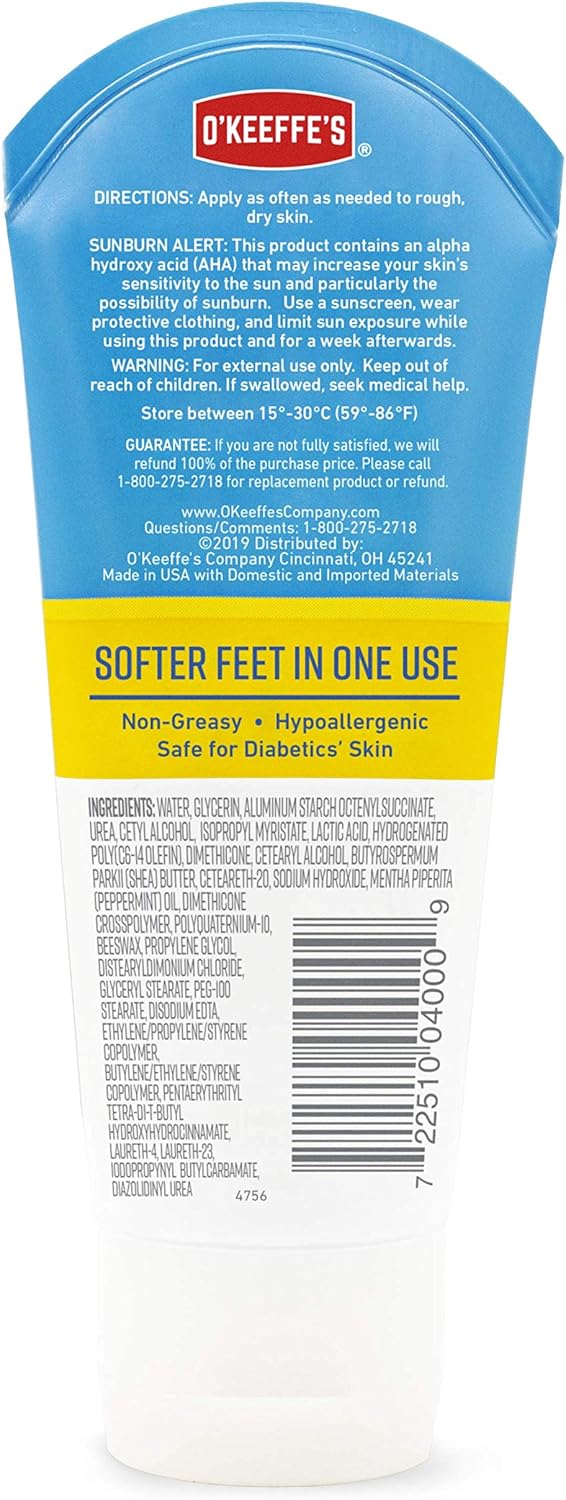 O'Keeffe's K0400008 Healthy Feet Exfoliating Foot Cream, 3 ounce Tube: Home Improvement