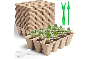 Chrysoverge 240 Cells Seed Starter Kit with 20 Biodegradable Peat Pots Trays, 12-Cell Thickened Seedling Cups & Transplanting