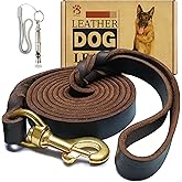 MERUOGKAR Leather Dog Leash 6ft x 3/4 inch,Strong Heavy Duty Genuine Leather Braided Dog Training Leash, Soft and Comfortable Leather Leash for Large Dogs, Medium Small Dogs (Brown, 6FT*3/4in)