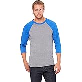 Bella Canvas Unisex 3/4-Sleeve Baseball T-Shirt - Grey/TR RYL TRB - 2XL - (Style # 3200 - Original Label)