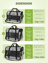 pecute Pet Carrier Bag Large Cat Carrier Handbag Gray 44x33x32.5 cm view 2
