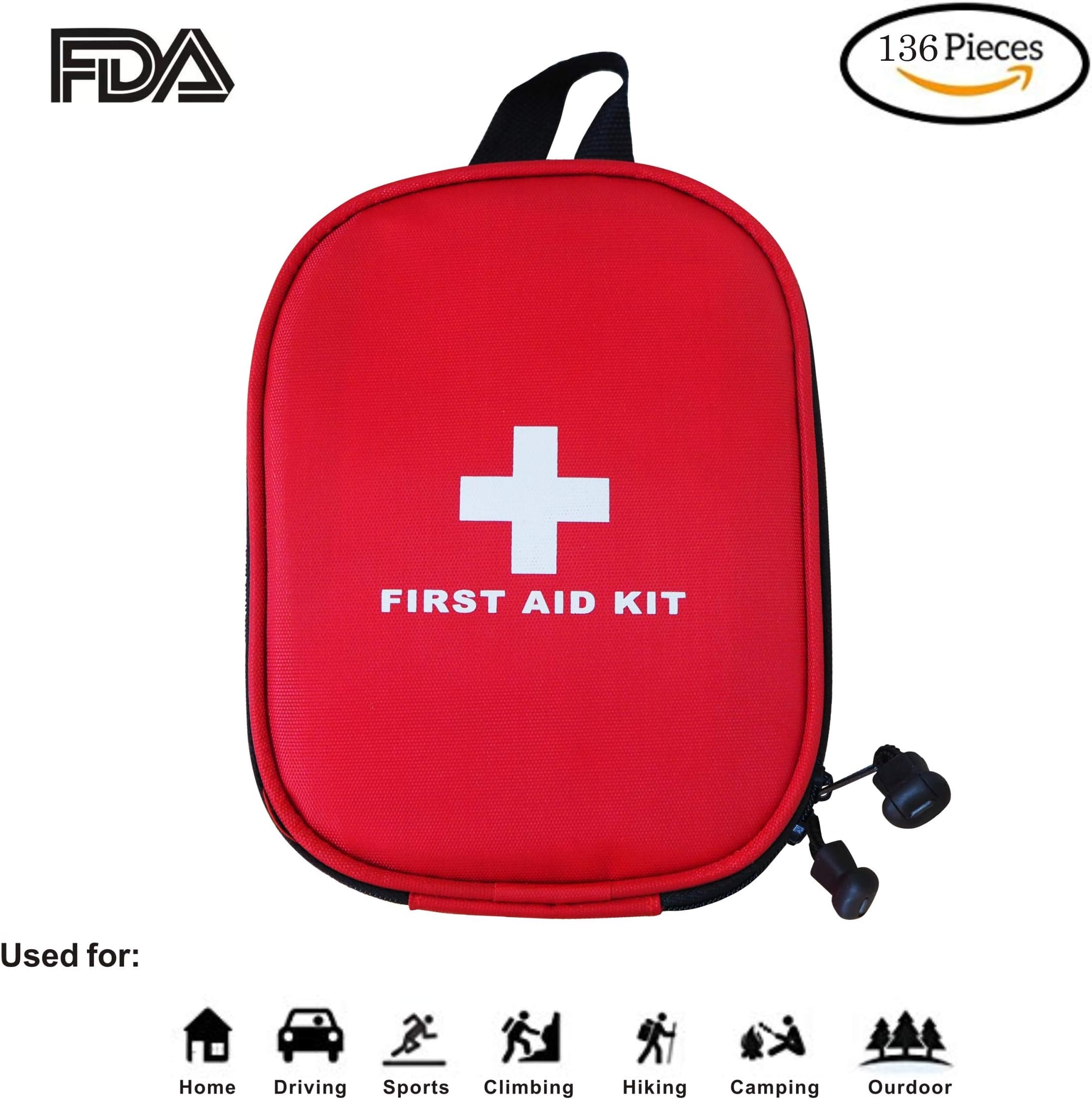 Roobuck First Aid Kit - for Car,Travel, Sports, Camping, Home,Hiking or Office | Complete Emergency Bag Fully stocked with Medical Supplies