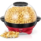 Popcorn Machine, 6 QT Automatic Stirring Popcorn Maker, Electric Hot Oil Popcorn Popper, DIY Flavor，Detachable &amp; Nonstick Plate, Large Lid For Serving Bowl, Free Measuring Cups，Safety ETL Approved (6 QTS)