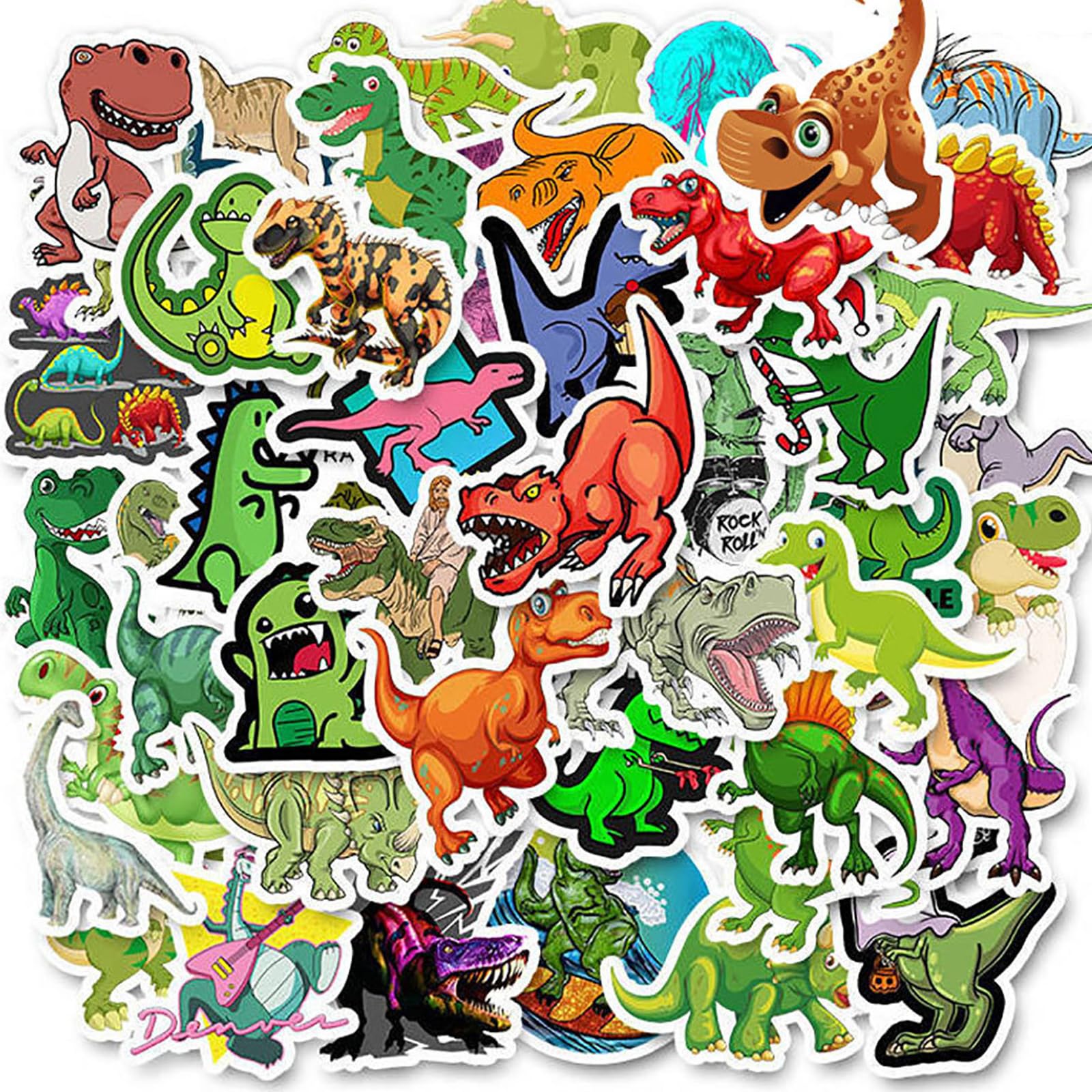 50Pcs Dinosaur Stickers for Kids, Personalized Cute Dinosaur Kids Stickers for Water Bottle, MacBook, Car, Bumper, Luggage, Laptop,Waterproof Dinosaur Stickers for Adults Teens Boys Girl Gift Sticker