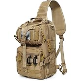 Lemubeane Tactical Sling Bag Backpack Military Rover Shoulder Sling Pack EDC Molle Assault Range Bag Crossbody Chest Pack (Coyote)