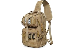Lemubeane Tactical Sling Bag Backpack Military Rover Shoulder Sling Pack EDC Molle Assault Range Bag Crossbody Chest Pack (Coyote)