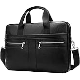 Vintage Leather Laptop Briefcase, 16 Inch Messenger Bag, Crossbody Shoulder Computer Satchel for Men Office Computer Bag