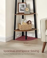 VASAGLE Corner Bookcase 5 Tier Ladder Shelf Industrial Rustic Brown Black LLS35X view 4