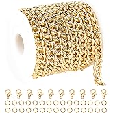 UMAOKANG 5 Meters Strong Cuban Chain for Jewelry Making Gold Plated Aluminum Necklace Bracelet Chains Bulk for Men and Women Embossed Cuban Link Chain