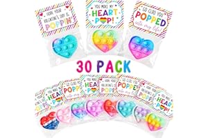Asoulin Valentines Day Gifts for Kids, 24 Pack Pop Heart Fidget Toys with Valentines Day Cards Gift for Kids School Classroom, Birthday Gift for Toddler Boys Girls Age 3+ Class Gift Change Goodie Bags