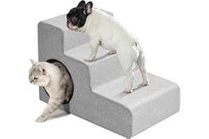 Sturdy Dog Stairs -PetThem 18.5''H Extra Wide Safe & Comfortable, Pet Stairs for Bed Couch Sofa, and Chair, Pet Steps for Small Medium Dogs, Cats, or Pets Joints, Non-Slip Bottom -Larger Step Area
