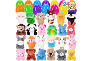Laoyebaohao 24 PCS Prefilled Easter Eggs Filled with Mini Plush Toy for Kids Toddler Easter Basket Stuffers Fillers Kids Easter Classroom Prize, Party Favor, Eggs for Easter Egg Hun Gift