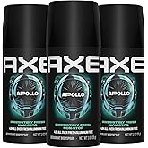 AXE Men Travel Deodorant Body Spray, Apollo, 3-Pack, 1 Oz Ea | Aluminum-Free Deodorant Body Spray for Men | 48H All Over Fresh | Sage &amp; Cedarwood Scent