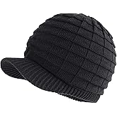 Unisex Winter Hats with Visor Warm Ski Hat Stylish Knitted Hat for Men and Women