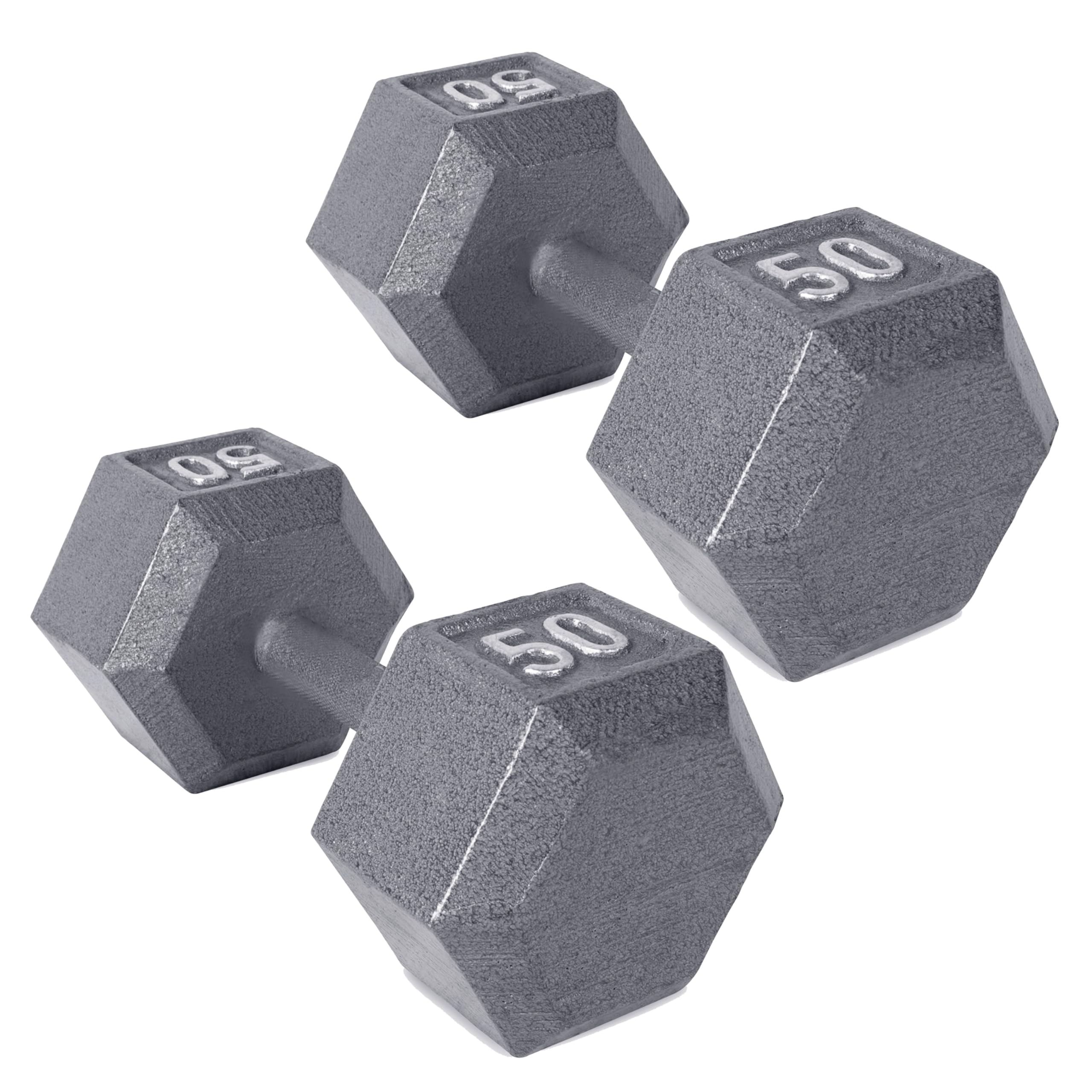 Photo 1 of *** 25 POUNDS*** CAP 50 LB Cast Iron Hex Dumbbell Hand Weight - Pair | Grey