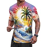VOGSTART Men's Summer Graphic Shirts Crew Neck Short Sleeve Tropical Ombre Tee Shirt (S-2XL)