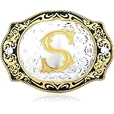 QQA Western Cowboy Belt Buckle ABCDJ to Z Initial Letter Belt Buckles for Men Women