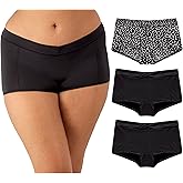 Maidenform womens Microfiber Boyshort Underwear, Mid-rise Boyshort Panties, 3-pack