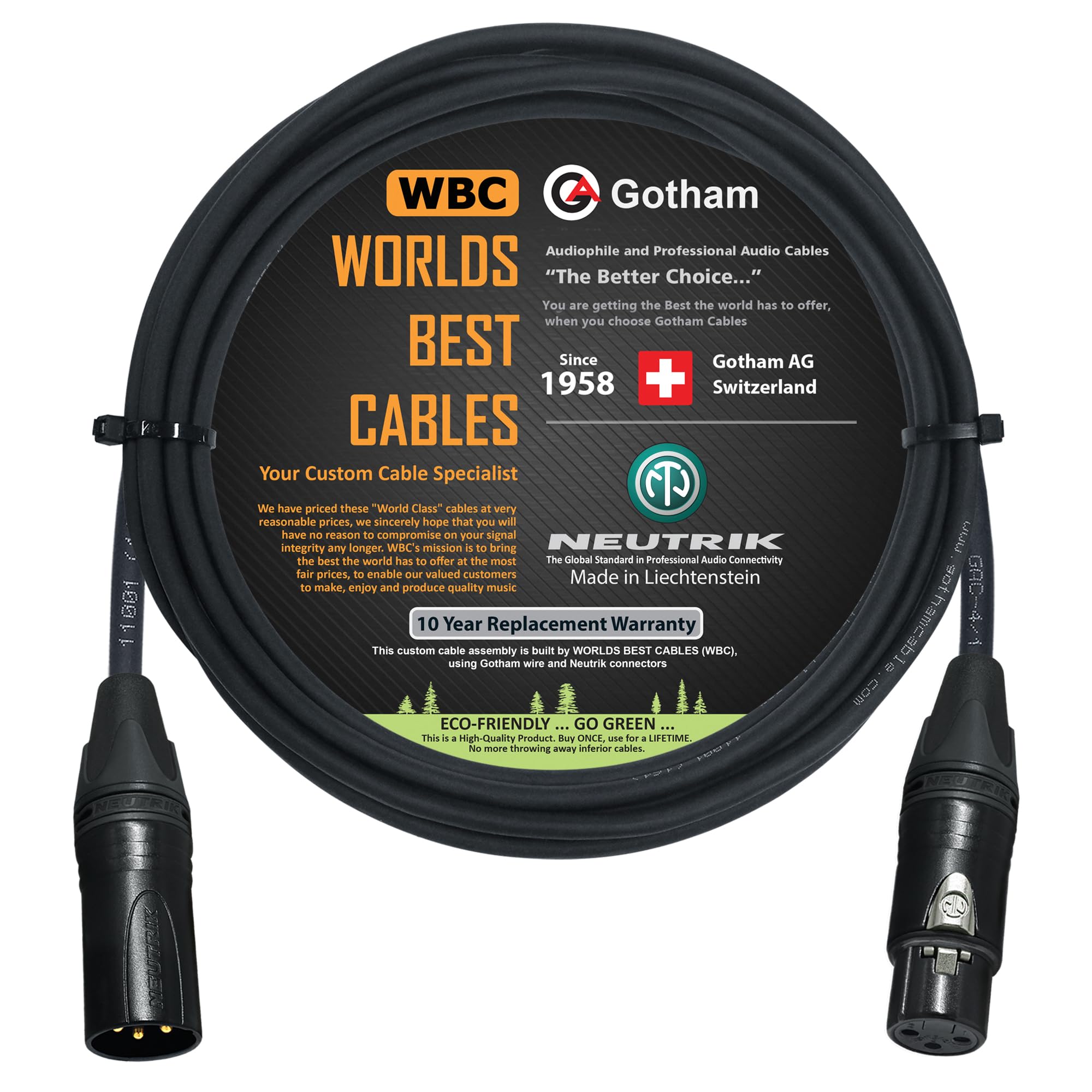 WORLDS BEST CABLES – Gotham GAC-4/1 – Star Quad Mic Cable – 5 Meter with Neutrik Gold XLR Plugs