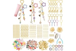 Ecoofor Keychain Making Kit 354pcs - Bag Charm Kit with 136 Charms, 25 Extender Chains, 20 Keychain Clips, Beading Accessories ＆ Jewelry Pliers - DIY Crafting and Jewelry Making for Adults & Kids