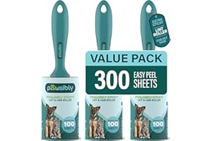 Pawsibly 3-Pack Lint Rollers for Pet Hair Extra Sticky – 300 Sheets Total, Ideal for Removing Pet Hair, Lint, and Dust from Clothes, Furniture, and More