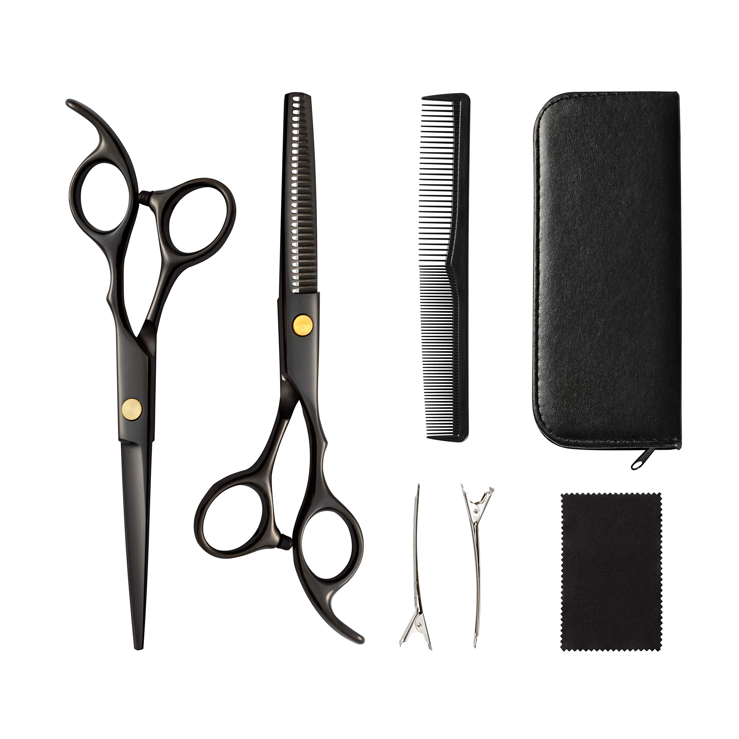 JiDouShangMao 6.7-inch stainless steel Barber scissors, black hairdressing scissors set, suitable for children and adults in the hair salon family,
