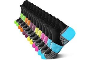 PAPLUS Compression Running Socks Women (6 Pairs), Ankle Athletic Socks Low Cut with Arch Support