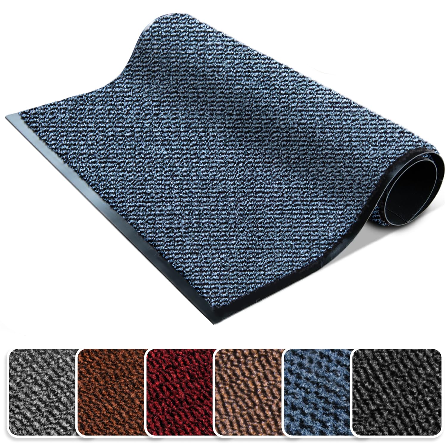 FB FunkyBuys Door Mats Indoor Dirt Trapper for Indoor & Outdoor, Washable Barrier Mat, Heavy Duty Non-Slip Entrance Rug, Shoes Scraper, Super Absorbent Front Door Mat Carpet (Blue, 50X80)