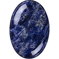 UFEEL Blue Sodalite Palm Stone Crystal - Natural Chakra Therapy Polished Healing Crystal Oval Pocket Gemstone for Anxiety Str